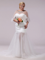 Semitransparentes Brautkleid mit Schleppe in Elfenbeinfarbe Milanoo