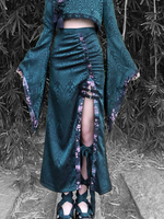 Ösen Lolita Rock Dunkelgrüne Lolita Röcke mit Blumenmuster
