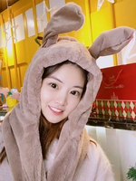 Süßer Lolita Hut Bunny Ear flauschiger brauner Lolita Schal