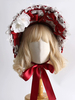 Süßer Lolita Hut mit roten Blumen und Schleifen aus Spitze Lolita-Accessoires aus Polyester