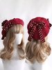 Süßer Lolita Hut mit Schleifen Polka Dot Farbblock Polyester Burgunderrot Lolita Accessoires