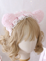 Süßer Lolita Kopfschmuck Rosa Spitze Polyesterfaser Kopfbedeckung Spitze Lolita Haarschmuck