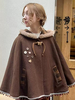 Süßer Lolita-Poncho tiefbraun Polyester kariert für den Winter Lolita-Oberbekleidung