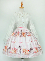 Süßer Lolita Rock Chiffon mit Falten und Print in Rosa