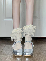 Süßer Lolita-Strumpf mit weißen Rüschen und Polyesterspitze Lolita-Accessoires