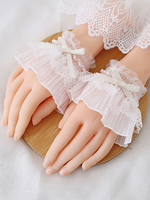 Süßes Lolita Armband Weißes Zubehör Plissee Polyester Faser Schleife Spitze Lolita Zubehör