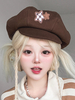 Süßes Lolita Hut Accessoire Plaid Polyester Kaffeebraun Lolita Accessoires