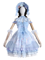 Süßes Lolita JSK Kleid Baby Blue Violine Cat Lolita Pullover Röcke Komplettset