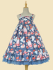 Süßes Lolita JSK Kleid Infanta Märchen Tiefblaue Ärmellose Rüschen Lolita Pullover Röcke