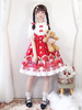 Süßes Lolita JSK Kleid Kirschdruck Bögen Rote Lolita Pullover Röcke