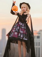 Süßes Lolita JSK Kleid Neverland Blumendruck Kaskadierende Rüschen Schleifen Polyester Mahagoni Lolita Pullover Röcke