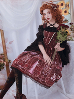 Süßes Lolita JSK Kleid Neverland Burgund Ärmellose Rüschen Lolita Pullover Röcke