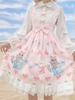Süßes Lolita JSK Kleid Neverland Cat Print Schleifen Lolita Pullover Röcke