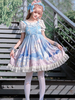 Süßes Lolita JSK Kleid Neverland Floating Whale Castle Bows Rüschen Blaue Lolita Pullover Röcke