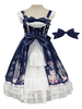 Süßes Lolita JSK Kleid Neverland Print Offene Schleifen Rüschen Lolita Pullover Röcke
