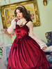 Süßes Lolita JSK Kleid Neverland Schleife Rüschen Velours Burgunder Lolita Pullover Röcke