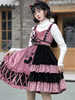 Süßes Lolita JSK-Kleid Wassermelone Rot Polyester ärmelloser Tupfen Nets Tiered Lolita Jumper Röcke