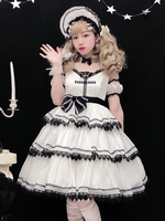 Süßes Lolita JSK Kleid Weiß Ärmellose Schleifen Gotische Lolita Pullover Röcke