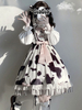 Süßes Lolita JSK Kleid Weiß Ärmelloses Kuhmuster Bowknots Täglich Lässig Lolita Pullover Röcke