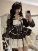 Süßes Lolita-Kleid mit gestuften Rüschen und Farbblock dunkelbraunes Ballett-Lolita-Kleid