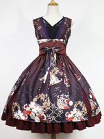 Süßes Lolita Kleid Polyester mit V-Ausschnitt und Falten Kimono