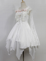 Süßes Lolita Kleid Polyester mit viereckigem Ausschnitt und Rüschen gotisch