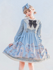 Süßes Lolita OP Kleid Baby Blue Langarm Bowknot Lolita Einteilige Kleider