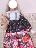 Süßes Lolita OP Kleid Bedruckt Hellbraun Schwarz Schnür Lolita Einteilige Kleider
