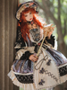 Süßes Lolita OP Kleid Birds Printed Black Tiered Flowers Langarm Lolita Rock