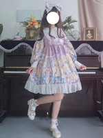 Süßes Lolita OP Kleid Blumendruck Rüschen Lolita Einteilige Kleider
