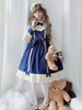 Süßes Lolita OP Kleid Honig Mädchen Bögen Burgunder Bogen Langarm Lolita Einteilige Kleider