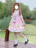 Süßes Lolita OP Kleid Häschenmuster Lavendel Schnürrüschen Lolita Einteilige Kleider