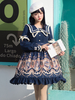 Süßes Lolita OP Kleid Marineblau Metall Details Bowknot Polyester Lolita Einteilige Kleider Lolita Jumpskirt