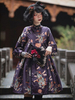 Süßes Lolita OP-Kleid Neverland Drapierte Schleifen Deep Purple Blumendruck Langarm Polyester Lolita Einteilige Kleider