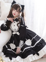 Süßes Lolita OP-Kleid Neverland Heart Patch Schleifen Rüschen Lolita Einteilige Kleider