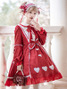 Süßes Lolita OP Kleid Neverland Rüschen Burgunder Blumendruck Langarm Lolita Einteilige Kleider
