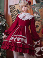 Süßes Lolita OP Kleid Neverland Rüschen Spitze Langarm Lolita Einteilige Kleider