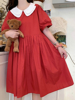 Süßes Lolita OP Kleid Peter Pan Kragen Kurzarm Lolita Einteilige Kleider