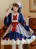 Süßes Lolita OP Kleid Schneewittchen Schleifen Polka Dot Langarm Lolita Einteilige Kleider