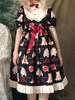 Süßes lolita op kleid schwarz polyester katmuster rüschen sommer lolita einteiler kleider