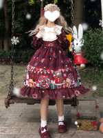 Süßes Lolita OP Kleid Weihnachtsbär Langarm Lolita Einteilige Kleider