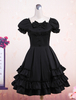 Süßes schwarzes kurzen Ärmeln Baumwolle Lolita Kleid
