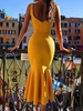 Sexy Bodycon Kleider Frauen U-Ausschnitt Rüschen Ärmelloses Partykleid