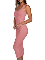 Sexy Bodycon Kleider Pink Straps Neck Ärmelloses Sommer Midi Bleistiftkleid