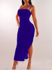 Sexy Bodycon Kleider Rüschen Split Ärmelloses Langes Kleid