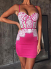 Sexy Bodycon Kleider Spitze Zweifarbiges ärmelloses Midikleid