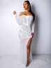 Sexy Club Dress - Langärmlige Strasssteine aus der Schulter Maxikleid