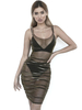 Sexy Club Dress 2020 Durchsichtig Kleid Straps Ruched Sheer Tüll Nachtkleid für Frauen