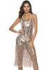 Sexy Club Dress Halfter Pailletten Fringe Shaping Midi Dress