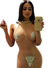 Sexy Club Dress Sheer Glitter Halfter rückenfrei Durchgehen Kleider